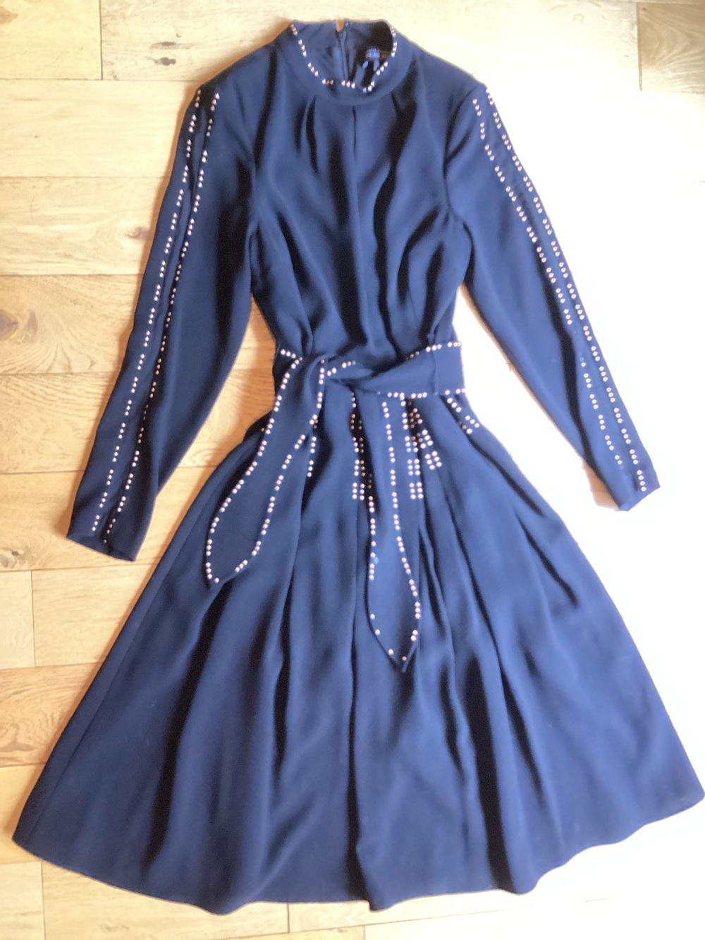 Teri Jon Rickie Freeman studded black maxi dress